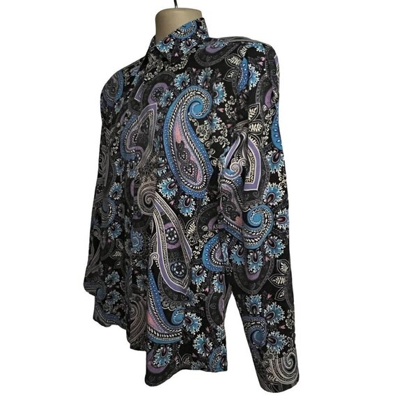 Jared Lang Mens Paisley Button Front Shirt Medium Cotton Sato 7689S Wearable Art - Picture 2 of 9